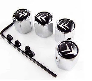 ☆ CITROEN 4 BOUCHONS DE VALVE AVEC ANTIVOL LOGO EMBLÈME / NEUF ☆ - Photo 1/1