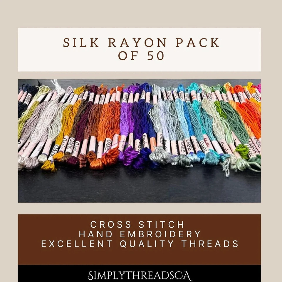 50 Shiny Silk Rayon Cross Stitch Embroidery Threads Lot Embroidery Thread Floss - Image 2 of 4