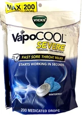 Vicks VapoCOOL Severe Menthol Oral Anesthetic 200 Medicated Drops EXP 02/2026