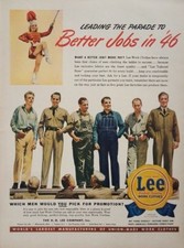1945 Lee Overalls Work Clothes Union Jobs 1940s Vintage Print Ad