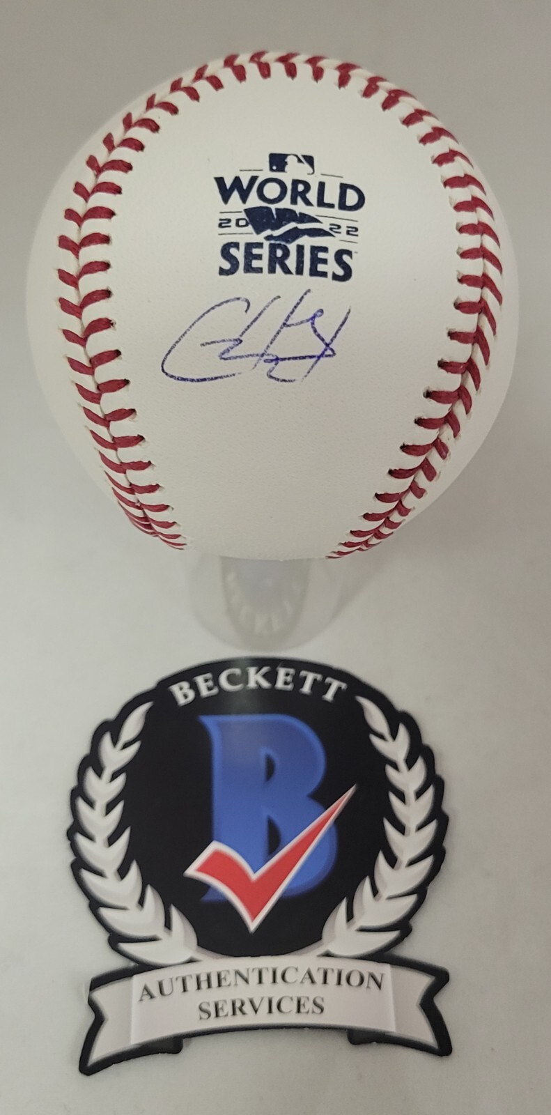 Cristian Javier Autographed Signed Houston Astros Official 22 World Series Baseball Beckett 