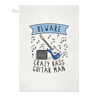Beware VerrüCkte Bass Gitarre Mann Geschirrtuch SpüLlappen Vatertag Lustig Musik