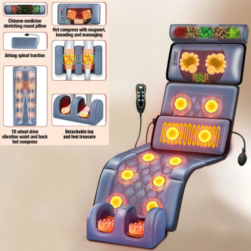 Electric Massage Mattress Vibrating Heating Full Body Stress relief Massager - Afbeelding 1 van 10