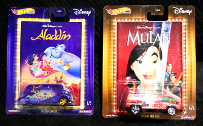 2 New Hot Wheels Premium Real Eiders- Walt Disney Aladdin Deco