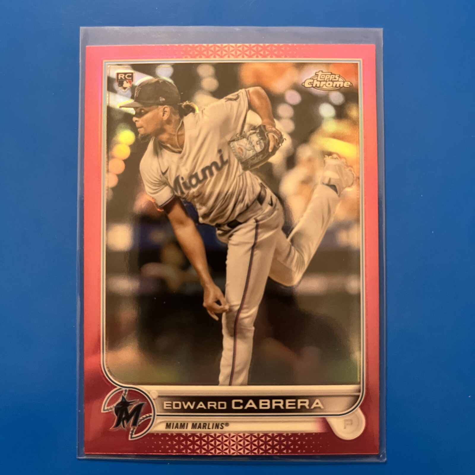 2022 Topps Chrome Pink Refractor Edward Cabrera #64 RC Miami Marlins