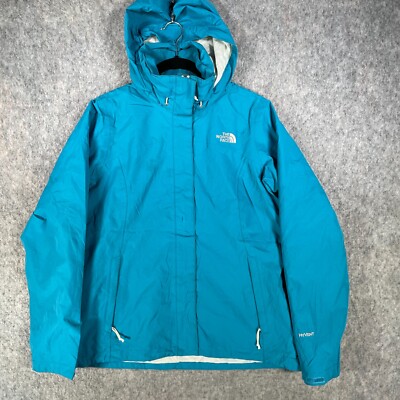 North Face Jacket Womens Medium Blue HyVent Hooded Gorpcore Light Rain Coat