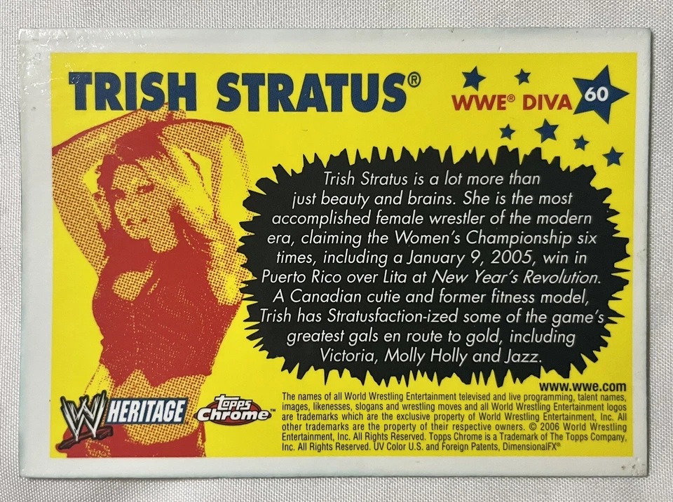 2006 Topps Chrome TRISH STRATUS Heritage WWE WWF #60 🔥 - Image 2 of 2