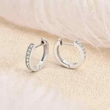 2Ct Round-Cut Lab Created Huggie Hoop Earrings 14K White Gold Plated