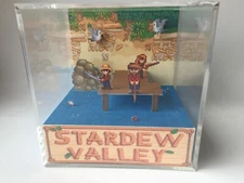 Stardew Valley Gone Fishin' with Willy and Sebastian Shadow Box Diorama Cube