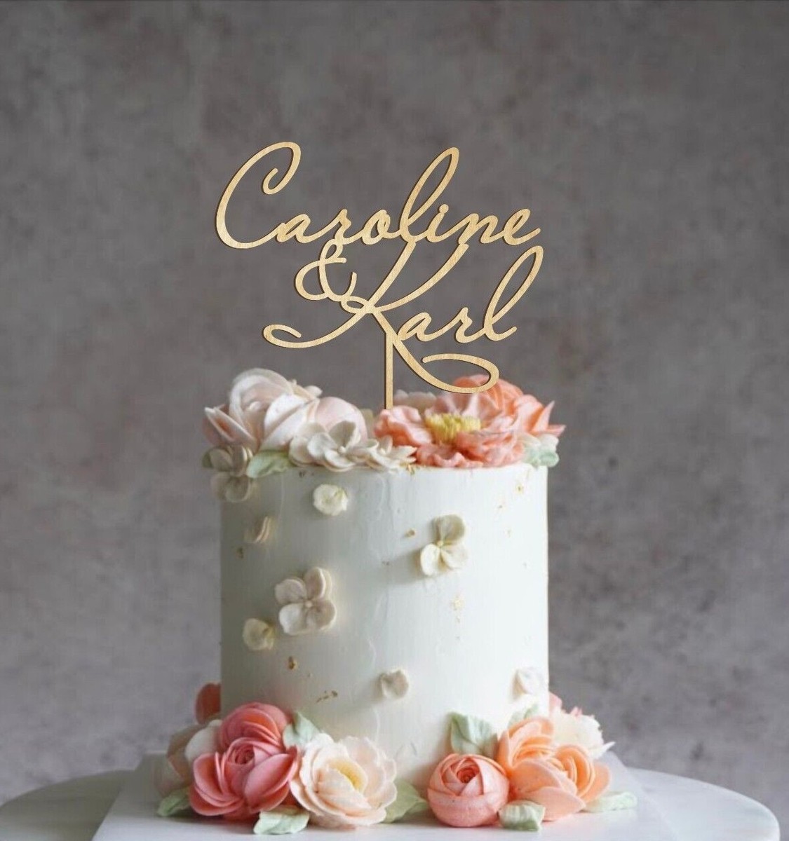 Personalized Wooden Wedding Cake Topper Mirror Bride Groom Names Mr and Mrs