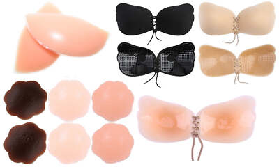 2 Pairs Silicone Reusable Nipple Cover Bra Invisible No Show Black Nude Pink