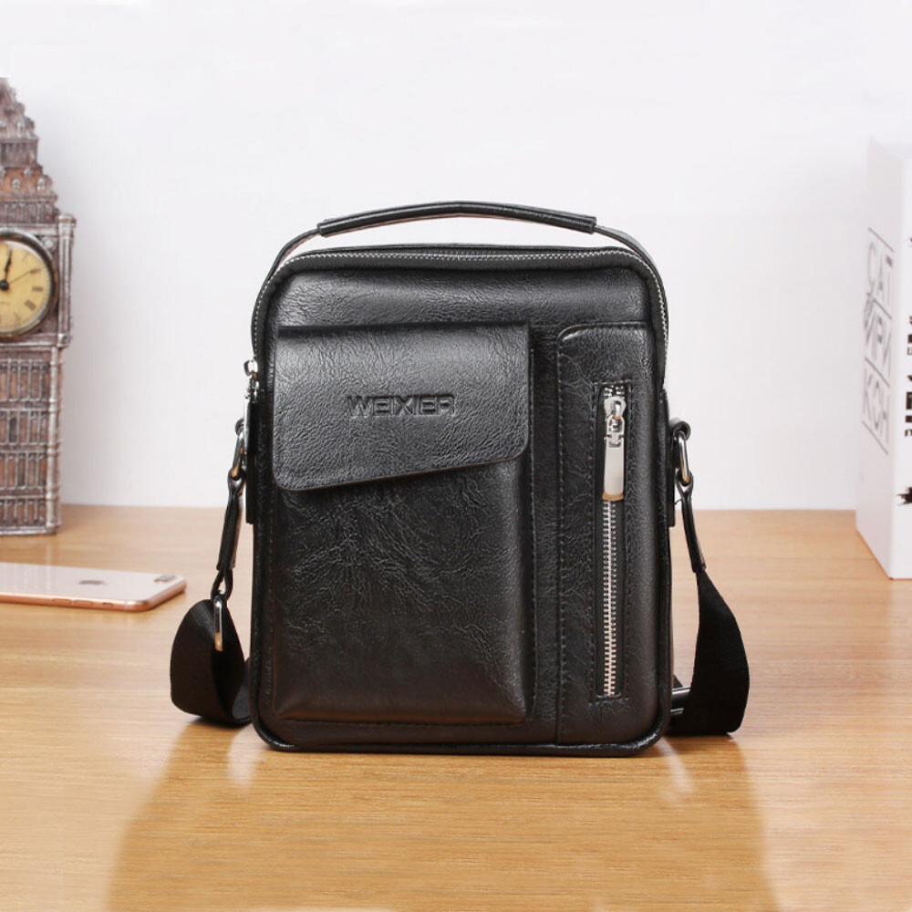 Men's Small Leather Messenger Bags Shoulder Bag Business Bag Crossbody