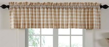 90” Tan Window Valance Country Farmhouse Wheat-Colored Annie Buffalo Check