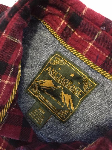 Anchorage Men's Flannel Long Sleeve L/S Shirt Red Black Plaid Medium M Pocket - Picture 6 of 10