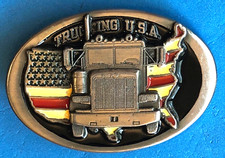 PETERBILT TRUCKING USA AMERICAN FLAG USA TRUCK BELT BUCKLE