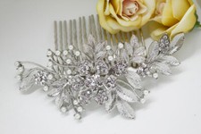 silver tone hair comb bridal wedding crystal rhinestone hair accessories ha36511