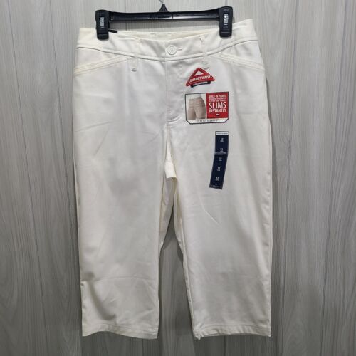 St. John's Bay Women's Stretch Tummy Control Capri Size 12 NWT White