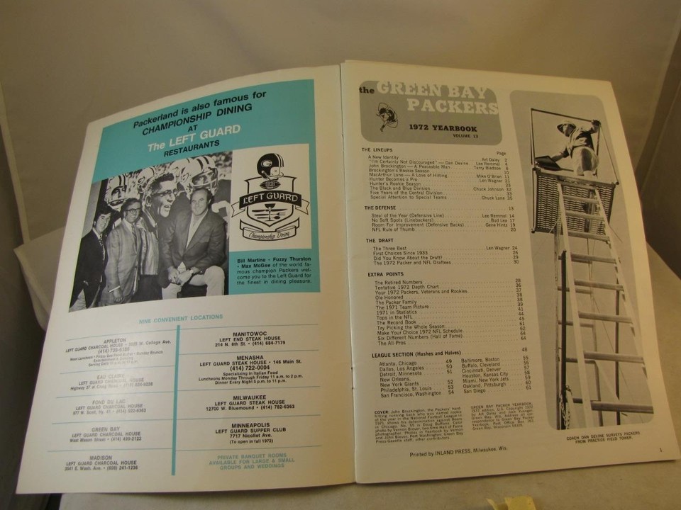 GREEN BAY PACKERS 1972 YEARBOOK, FOOTBALL | eBay