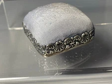 Antique Schiebler Sterling Silver Silk Pin Cushion  Sewing Tools Pincushion