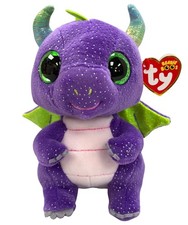Ty Beanie Boos - Daphne the Purple Dragon, Glitter Eyes, MWMT Stuffed Animal Toy