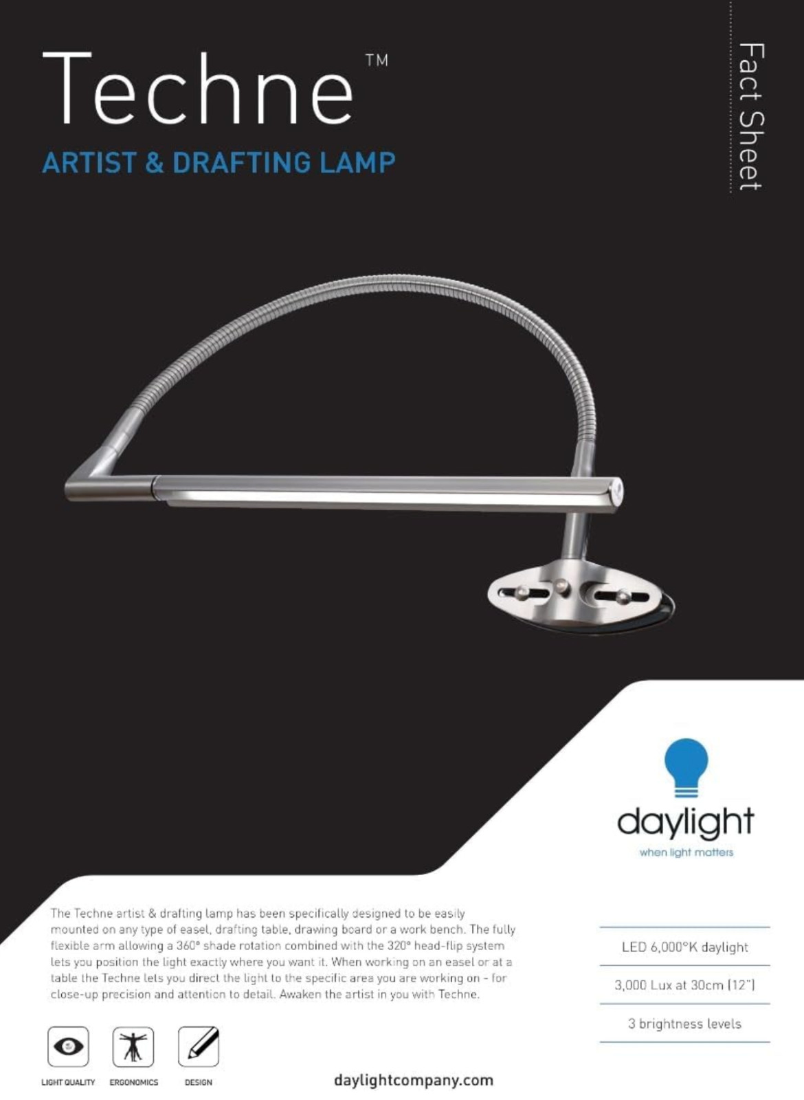 Lampe de table Daylight avec col de cygne orientable pour un éclairage de précision