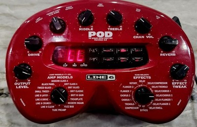 Line 6 POD Version 2.0 Multi-Effects Guitar Processor Effect Pedal w AC power