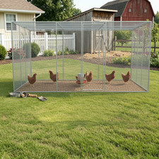 13x8x6.5FT Chicken Coop  Run Pen - Sturdy Large Outdoor Poultry House w/ Roof