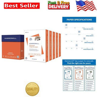 Smooth Finish  Inkjet & Laser Paper, 24 lb, 2500 Sheets 8.5x11, Acid-Free