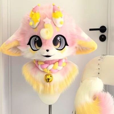 Fursuit Long haired Dog Fox Mascot Party Halloween Fur Cosplay(head)