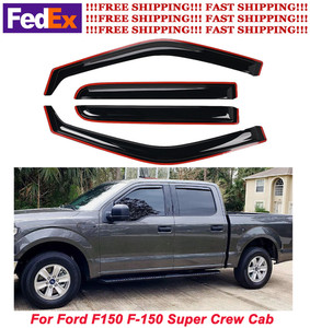 In-Channel Side Window Deflectors Rain Guards For 2004–2014 Ford F-150 Super Cab – Premium Smoke, Shatterproof Polycarbonate, Lifetime Warranty