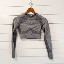 Gymshark  Women  s Flex Gray Long Sleeve Crop Top Size Small