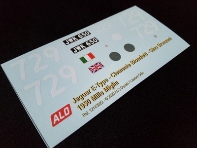 1950 MILLE MILES #729 JAGUAR XK120 CLEMENTE BLONDETTI/G. BRONZONI 1:24 DECALS