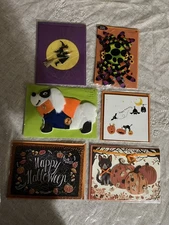 Papyrus Lot of 6 Halloween Greeting Cards Spider Witch Pumpkin  NEW! Embellished