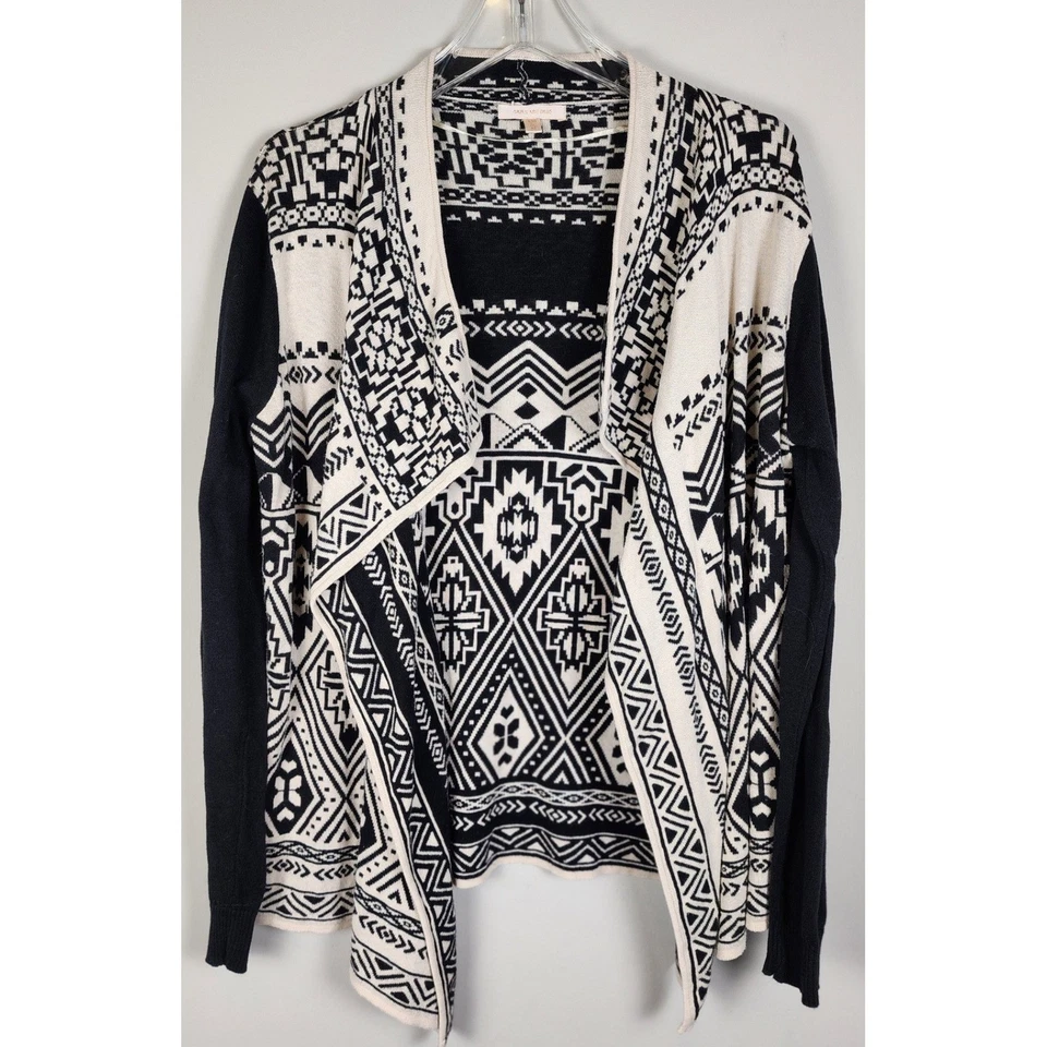Cárdigan Cascada Frente Abierto Azul Skies Are Negro Beige Mujer M Tribal Azteca Foto 2 de 4