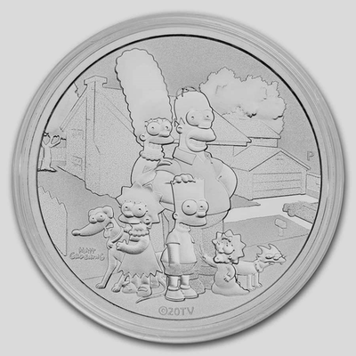 #ad 2021 Tuvalu 1 oz .9999 Silver The Simpsons: Family BU in Capsule $105.95