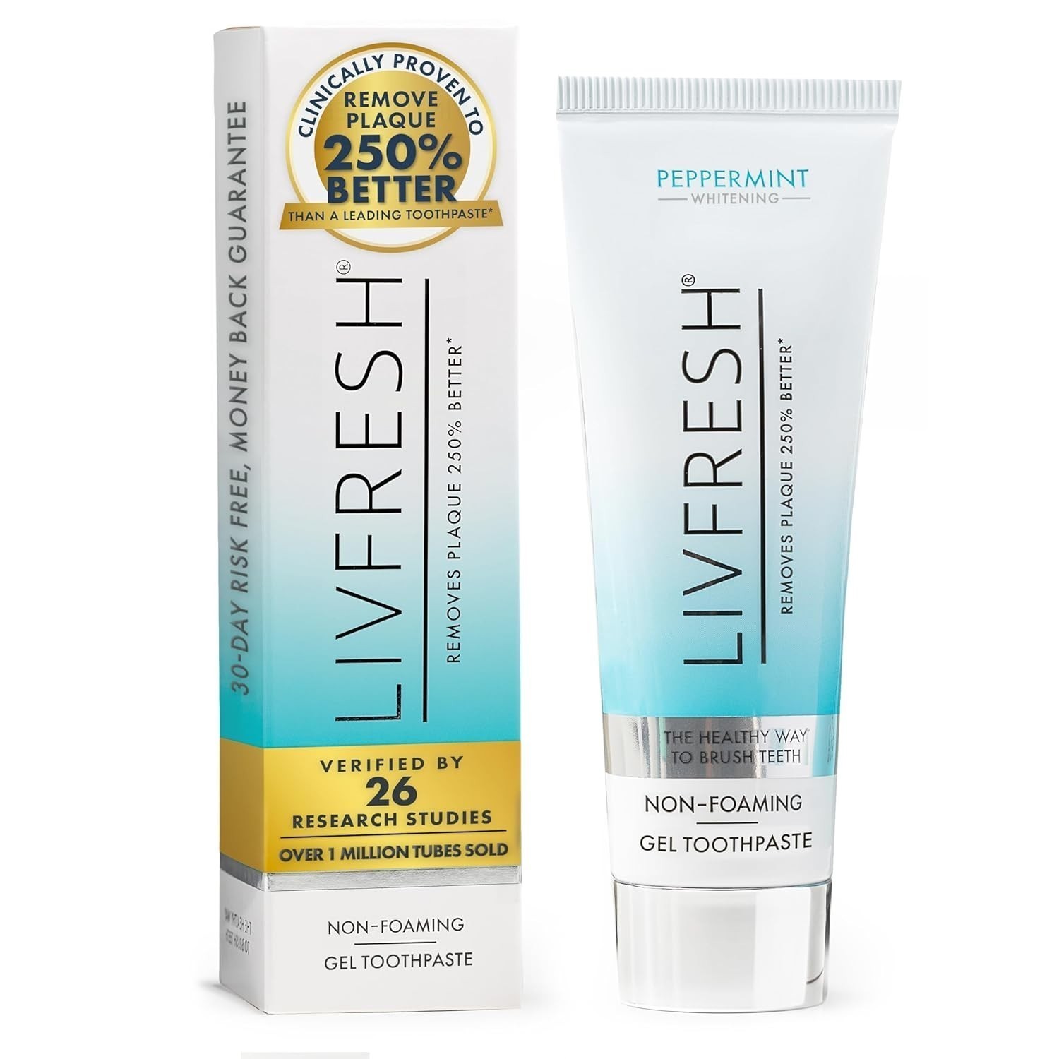 LIVFRESH Toothpaste Gel, Clinically Proven to Remove Plaque 250% Better