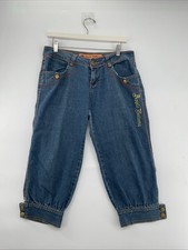 Y2K Apple Bottoms Puffy Capri Blue Jeans Embroidered Apple Pocket 16/32 Indie