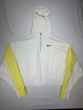 Nike Women's Sportswear Icon Clash Hoodie Fleece Cropped 1/4 Zip Size M White