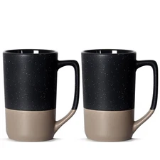 16 OZ Speckled Large Coffee Mugs Set of 2, Tall Ceramic Tea Cups with Handle,...