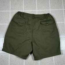 Boy Scouts Uniform Shorts Mens 36 Olive Green Canvas Stretch Elastic Waist vtg