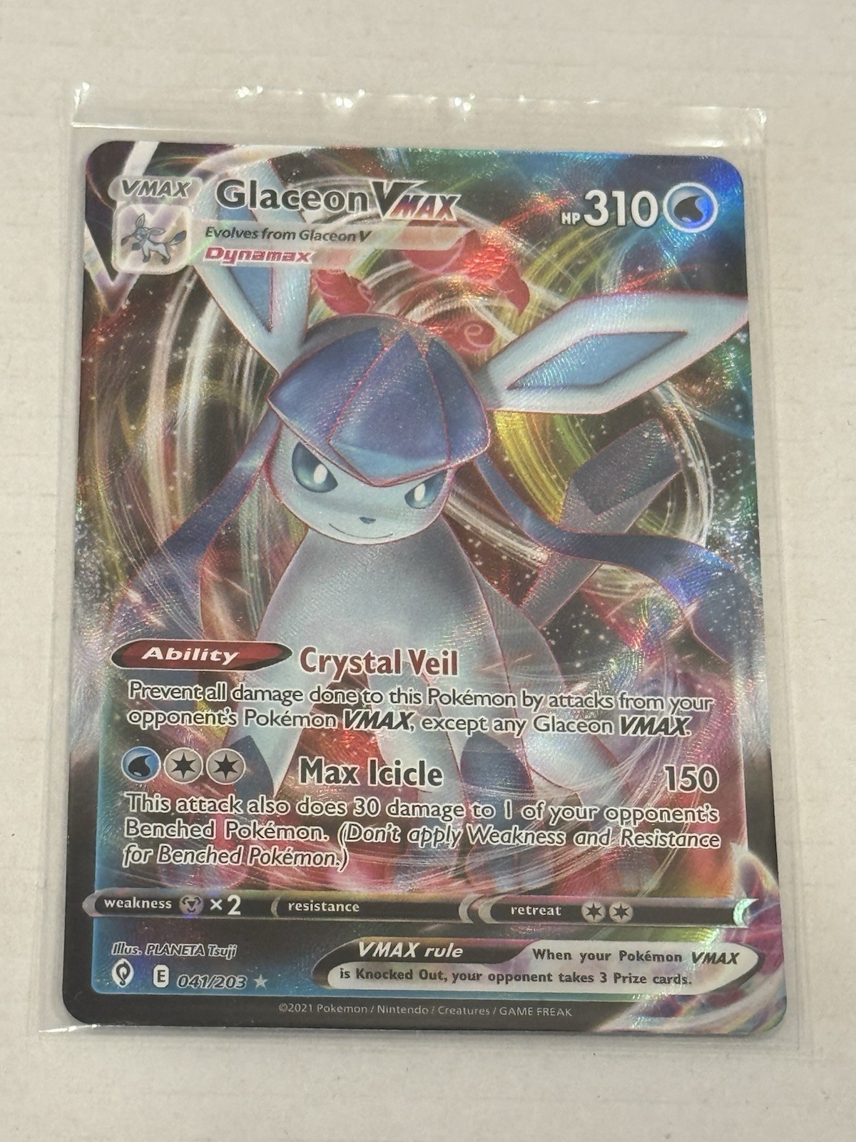 Glaceon VMAX 041/203 SWSH07: Evolving Skies Holo
