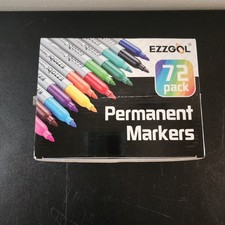 Permanent Markers Bulk, 72 Pack, 12 Assorted Colors, Fine Tip, NEW Open Box