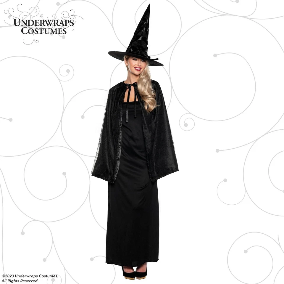 Conjunto de capa y sombrero de bruja para adultos capa y sombrero de mago para Halloween disfraz fácil Foto 2 de 4