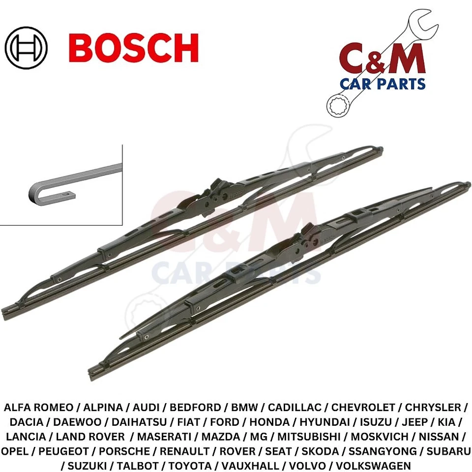 Juego de escobillas limpiaparabrisas delantero alerón Bosch Superplus para Maserati Khamsin - 1974-1982 Foto 3 de 3