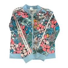 Adidas Girls XL 16 Floral Track Jacket Full Zip Multicolor Retro Print