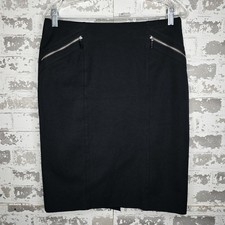 Lauren Ralph Lauren Pencil Skirt Womens 8 Black Stretch Zipper Pockets