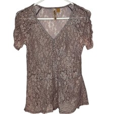Y2K Womens Floral Sheer Lace Top Sz M Whimsigoth Fairy Grunge Dark Coquette Boho