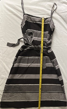 Gap Black White Striped Sundress Sweetheart Adjustable Straps Tie Knee M