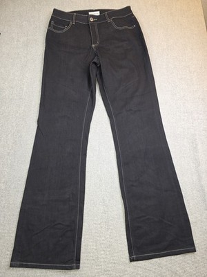 Coldwater Creek ShapeMe High Rise Straight Leg Denim Jeans Black Womens 14L Tall