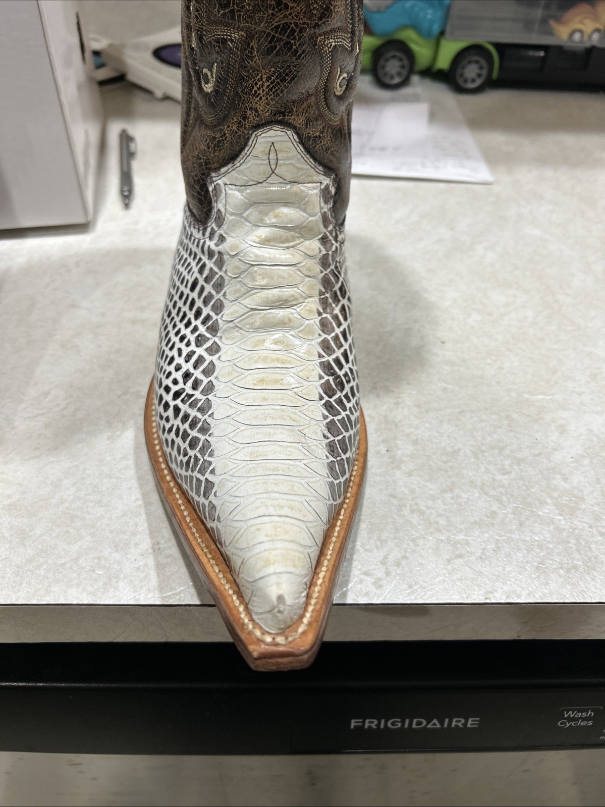 Forastero White Python Reptile Leather Boots Cowb… - image 8